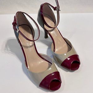 Franco Sarto Reeve Peep Heels Red Multi Size 7.5